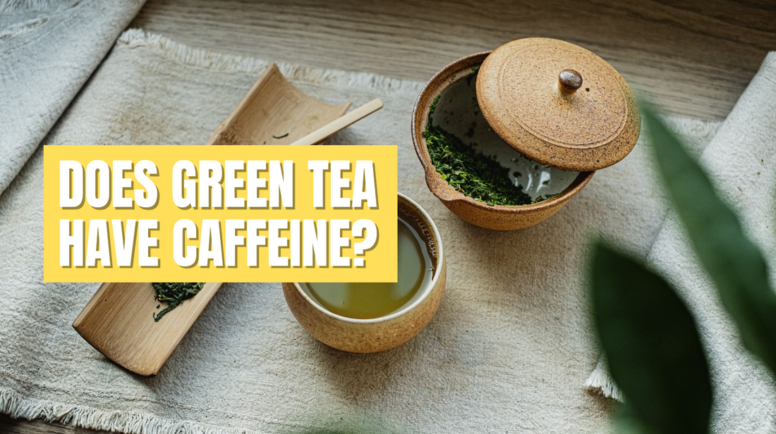 Image showing the green tea picture with text written does green tea have caffeine