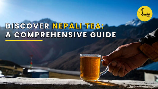 A cup of Nepali tea placed with the Himalayas in the background