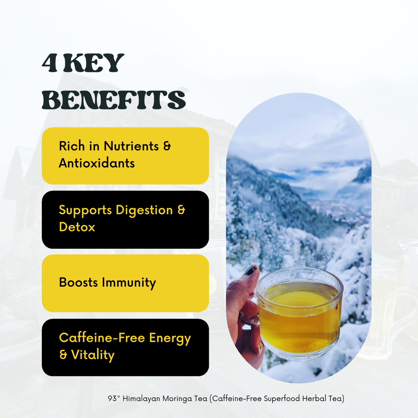 93° Himalayan Moringa Tea (Caffeine-Free Superfood Herbal Tea)